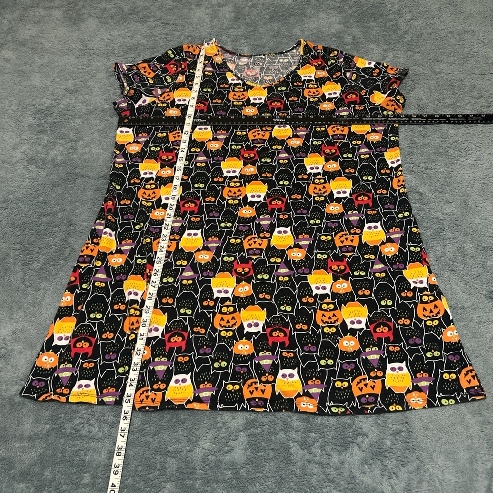 Halloween Owl Sleep Dress Black Soot Plus Size 2X/3X Cotton Nightgown V-Neck - Picture 7 of 7